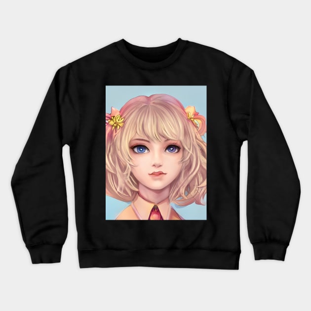 Blonde Hair Anime Girl Crewneck Sweatshirt by animegirlnft